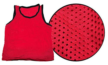 BlueDot Trading Adult & Youth Scrimmage Training Vests for Soccer, Basketball & More – Available in 1, 6, 12, 24 Packs - color: Red, style: Youth 1 Pack