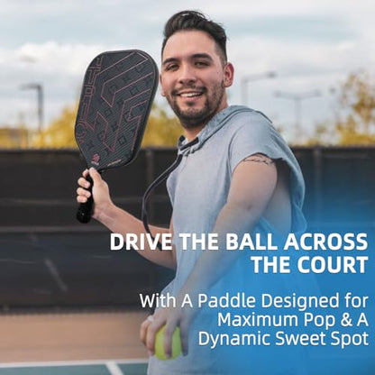 Pickleball Paddles, Professional Carbon Fiber Pickleball Paddle for High Spin & Powerful Shots with Honeycomb Core Pickleball Racket for Indoor Outdoor Play