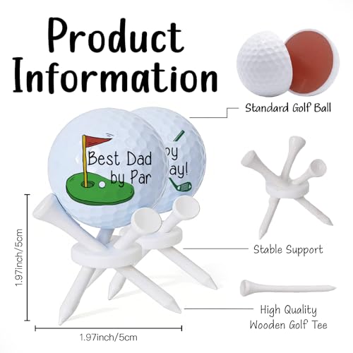 Dad Gift for Fathers Day, Golf Birthday Gift for Dad Father Papa Golfers Lovers Golfing Fan,, 2 Pcs Golf Ball Tabletop Display Stand Holders Gifts Decor, 3 tees