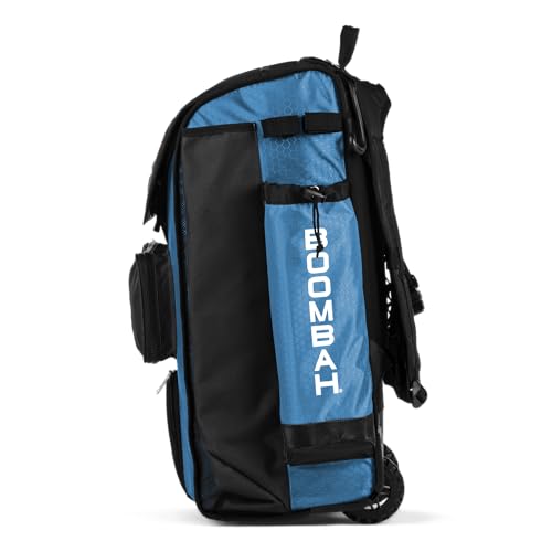 Boombah Catchers Superpack Hybrid Rolling Bat Bag - Multiple Colors - Wheeled & Backpack Version - color: Columbia Blue/Black