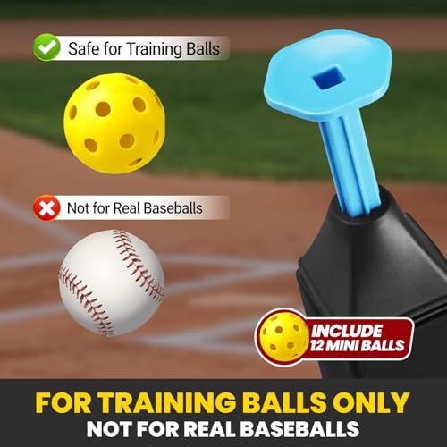 Portable Hitting Tee for Baseball & Softball, Adjustable Height Up to 40 Inches Baseball Pitching Machines with 12 Balls for Swing Practice Without a Pitcher Hitting, Batting Tee Training Equipment
