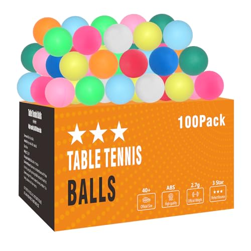 High Bounce & Durable ABS Mat Colored 3 Star Ping Pong Balls 4 Trainning,Party Games,Pet Cats Toys - style: pack of 100 - multicolour