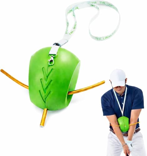 Golf Swing Trainer Aid – Golf Swing Training Aid Ball for Arm Connection, Adjustable Neck Strap Golf Trainer with Alignment Stick Holes, Improve Swing Plane Tempo Consistency, Golf Practice Equipment