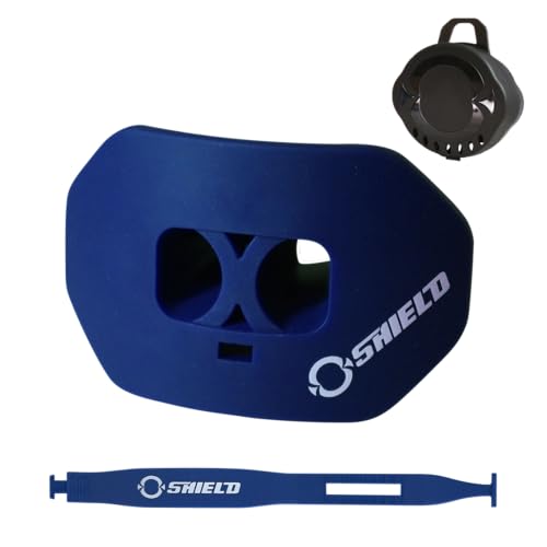 O Shield Core Football Mouth Guard with Detachable Strap, No Boil Brace Friendly Lip Guard for Football, 7v7, Flag Football and Training - color: Royal Blue