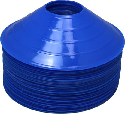 BlueDot Trading High Visibility Disc Cones for Sports, Agility Training, Soccer, Football, Field Cone Markers for Adults or Kids, Blue, Quantity 20-Pack