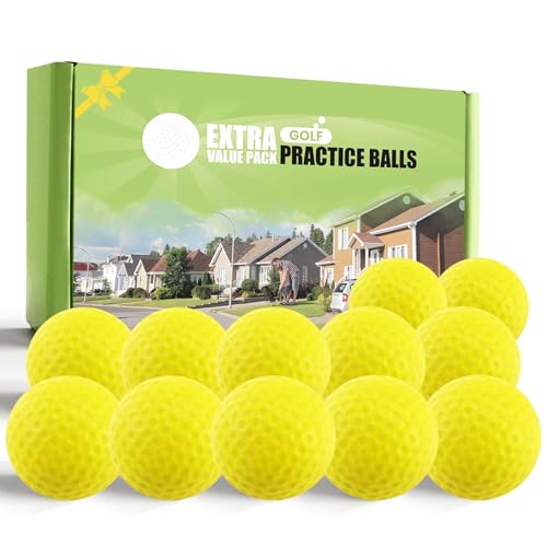 FINGER TEN Golf Practice Balls More Weight Real Ball Travel Value 12/24 Pack, 1/3 Distance of Regulation Golf Ball for Backyard Garden School, True Flight Feel Indoor Outdoor Use - color: Yellow, size: 24 Pack