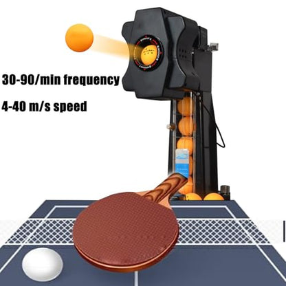Table Tennis Robot Ping-Pong Ball Machine - Multi-Rotation Table Tennis Launcher with Ball Recycle Catch Net,50w Automatic Ping Pong Robot Trainer