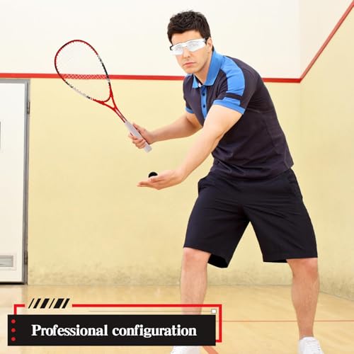 2 Pack Beginner Squash Racquet Set Includes Racquets with Racket Bags Anti Fog Goggles Cases Blue Dot Ball Indoor Gym Sports for Beginners Novice Training Recreational Play - color: Red