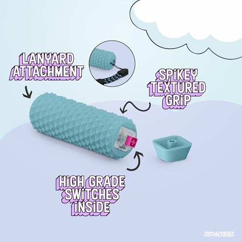 Distractibles Spike Roller Clicker, Tactile Pain Stim Fidget with Clicker Switch, Pain Stimulation Roller with Lanyard (Blue) - color: Blue
