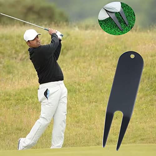 Metal Golf Divot Tools Bending Golf Divot Repair Tool Golf Ball Mark Fairway Repair Fork Golf Green Repair Tool 4 Pieces (Black)