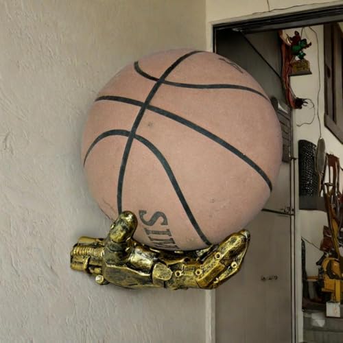 Mechanical Hand Wall Mounted Basketball Holder, Punk Style Garage Ball Storage Rack, Space Saving Display Stand for Room and Garage, Sports Wall Decor, Ball Organizer Shelf