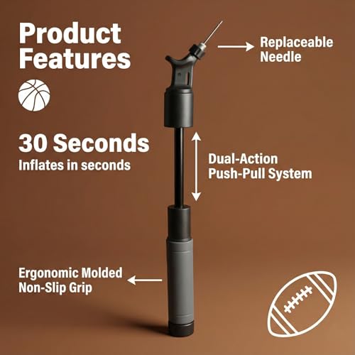 Air Pump for Sport Balls,Soccer Pump,Basketball air Pump,Football Pump,Sports Excercise Ball Pump for vollyball with Needles 6PC