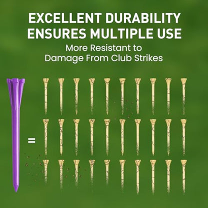 FINGER TEN Golf Tees Plastic Unbreakable Easy to Find Bulk Value 200/500/1000 Count, 2 3/4 3 1/4 Inch Tee Driving Range Reduce Friction, Green Red White USA Flag Practice - color: Purple, size: 500 Count (2 3/4 Inch)
