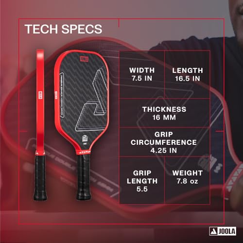 JOOLA Double Vision 16mm Pickleball Paddle - Signature and Standard Shape - Aramid Surface for Softer Responsive Touch - SK Film for Reduce Vibration - USAP Approved - NFC Chip Enabled