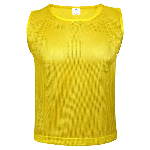 Athllete 12 pcs Duramesh Pinnies/Scrimmage Vest - Kids Youth and Adult Pinnies, Numbered Penny Jerseys for Soccer - color: Golden Yellow (Set of 12), size: Medium