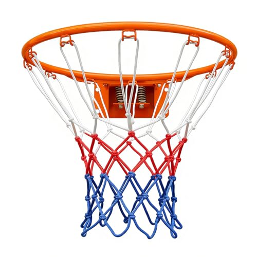 Rakon 18" Replacement Basketball Rim Wall Mount Hoop Hand-Crank Backboard Mounted for Indoor/Outdoor Classic Basketball Court, Teens, Adults, Schools, Parks - color: 18" Orange Spring