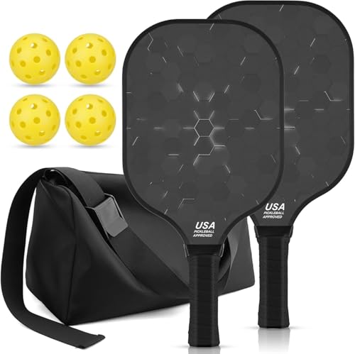 T300 Carbon Fiber Pickleball Paddles Set of 2 Lightweight Pickle Ball Rackets Indoor Outdoor Games Equipment Sports Accessories Gifts - color: Stereoscopic Honeycomb