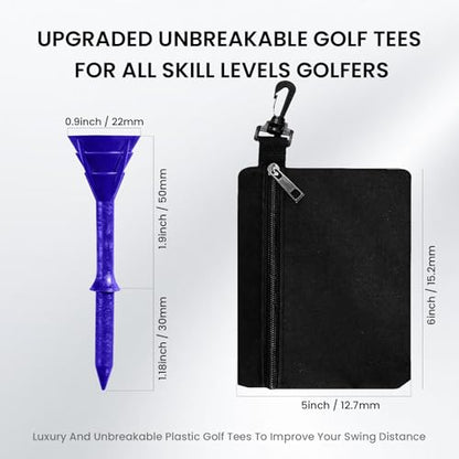 VEASAERS Golf Tees Plastic 3 1/4 inch Unbreakable 30 Pack with Pouch Bag, Durable Stable Available 83 mm Long Tee for Golfer Practice - color: Blue