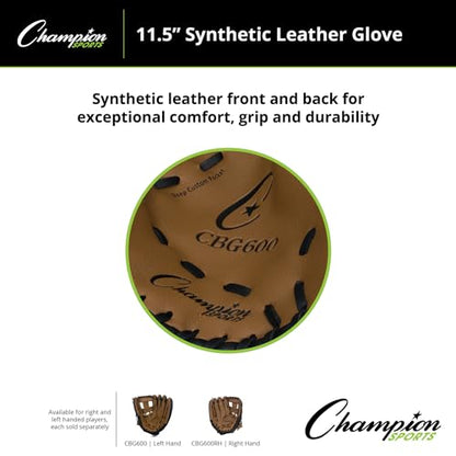 Champion Sports 12" Glove | Synthetic Leather Back and Front | Triple Bar Open Web and Conventional Back Design | Deep Set Pocket | Age: Adult Large-H.S. | Left-Handed Glove