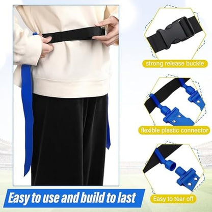 Wettarn 10/16 Player Flag Football Belts Adjustable Flag Football Set with Cones Bag for Youth Adults Kids Training Sport - color: Blue, Green