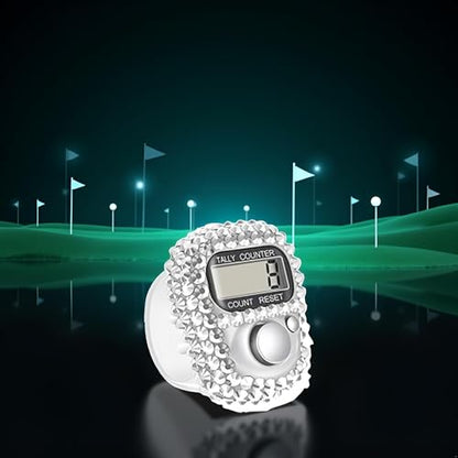 Electronic Finger Tally Counter Clicker Counter,Convenient Portable Digital Display Tally Counter,Resettable Mini Lap Counter for Golf Goods Counting Accessories,Track and Field Lap Counters - color: silvery