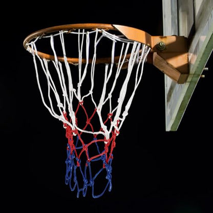 2pcs Polyester Basketball Nets Replacement, 3.0mm Sturdy Woven Mesh, Tricolor, Professional Ball Accessories for Outdoor Basketball Hoops and Courts
