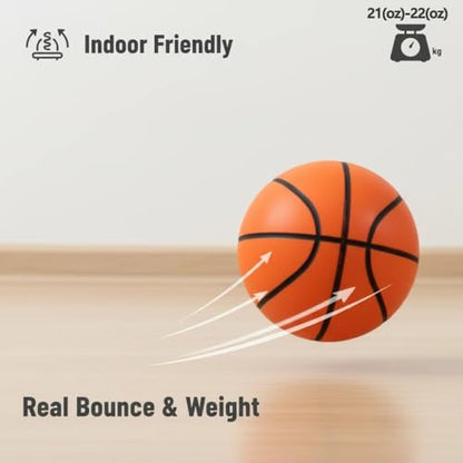 Silent Basketball Size 6 28.5" Airless Indoor Basketball for Training, Perfect for Home Use, Apartment, Gym - Real Feel & Weight 20.5-21oz, 80% Quieter, Girls' Basketball Gifts Brown