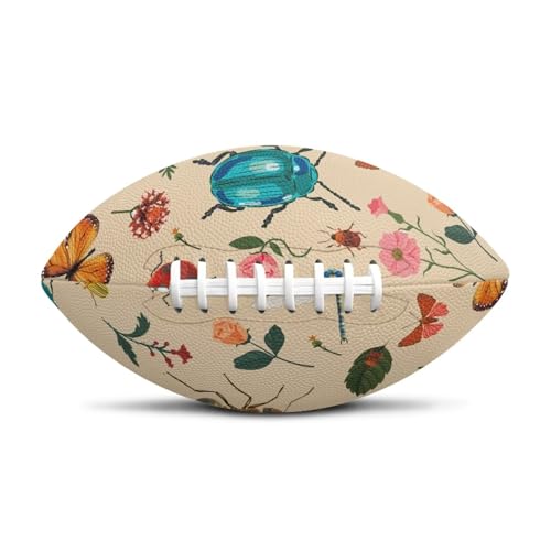 SYtrade Recreational Football Game Footballs PU Composite Leather Footballs for Training Indoor Outdoor - color: Forest Bug Butterfly Khaki
