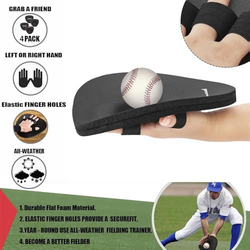 BaseGoal Softhands Foam Fielding Trainer Quik Hands Batting Baseball Infield Practice Two-Hands - color: Black - 4 Packs