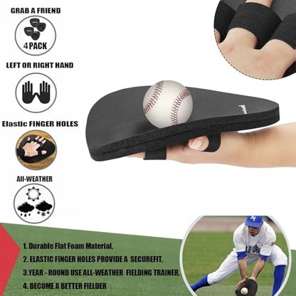 BaseGoal Softhands Foam Fielding Trainer Quik Hands Batting Baseball Infield Practice Two-Hands - color: Black - 4 Packs