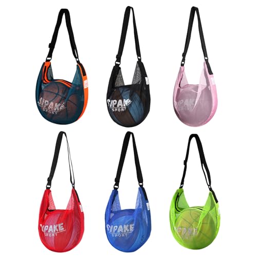 Basketball Carrying Bag with Multiple Compartment Adjustable Shoulder Strap Nylon Crossbody Bag for Training - color: Black