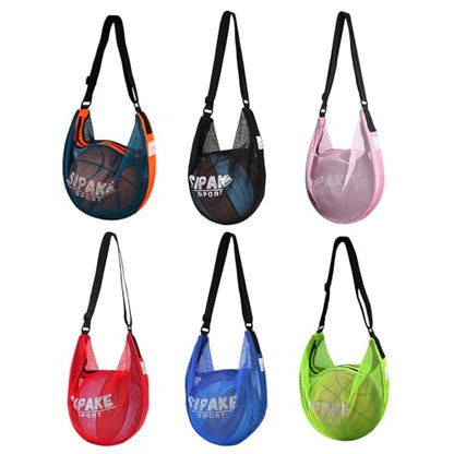 Basketball Carrying Bag with Multiple Compartment Adjustable Shoulder Strap Nylon Crossbody Bag for Training - color: Black