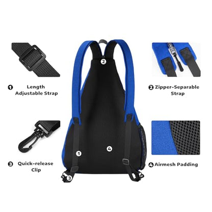 A11N SPORTS Pickleball Bag, Reversible Crossbody Sling Bag/Backpack for Women Men - color: Blue & White