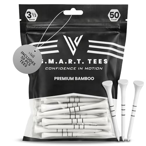 S.M.A.R.T Bamboo Golf Tees-Durable & Reliable Golf Tees for Women 50Pcs, 3 Marking Options (1.25" 1.5" 1.7"),Reduced Ball Spin Less Friction & Height Markers for Perfect Trajectory - color: White