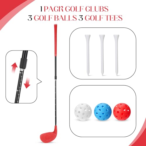 Realspring Backyard Golf Club Set Adjustable Golf Club for Backyard Game Plastic Chipping Clubs Plastic Balls Outdoor Indoor Training Practice Gift for Adults(Red,Right Hand) - style: Right Hand