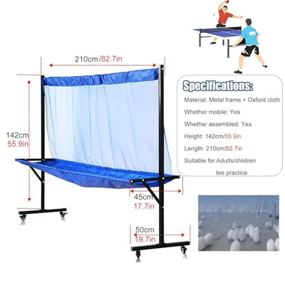 Indoor Outdoor Ping Pong Recycle Catcher, Rolling Table Tennis Ball Collector with Metal Frame for Multi-Ball Drills or Robot Serve Launcher Practice, Kids Training Tool, Easy Set Up