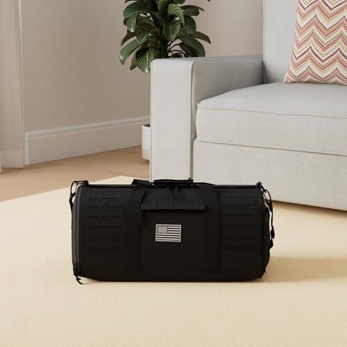 QT&QY 40L Military Tactical Duffle Bag For Men Sport Gym Fitness Tote Travel Training Workout With Shoe Compartment Basketball Football Weekender
