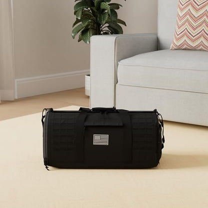 QT&QY 40L Military Tactical Duffle Bag For Men Sport Gym Fitness Tote Travel Training Workout With Shoe Compartment Basketball Football Weekender