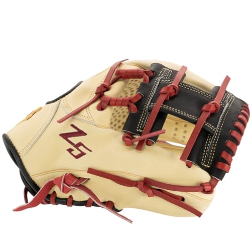SSK Z5 Craftsman Infield Baseball Glove – 11.25” - 11.5” - 11.75” - 12” – Right & Left Hand Throw - color: Camel/Black/Maroon, size: 11.5" - Left Hand Throw