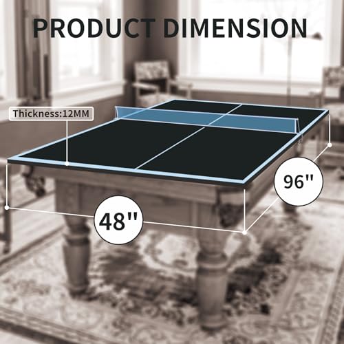 8×4ft Black Mid-Size Ping Pong Conversion Top Foldable & Portable Table Tennis Table Top for Indoor Games