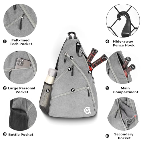 A11N SPORTS Pickleball Bag, Reversible Crossbody Sling Bag/Backpack for Women Men - color: Charcoal