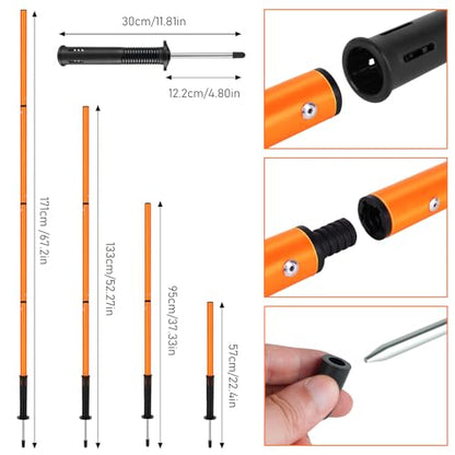 Soccer Agility Training Equipment: 6 Soccer Agility Poles, 20ft Agility Ladder, 10 Soccer Cones, 1 Jump Rope. Soccer Training Poles for Speed Training, Agility Training - color: orange