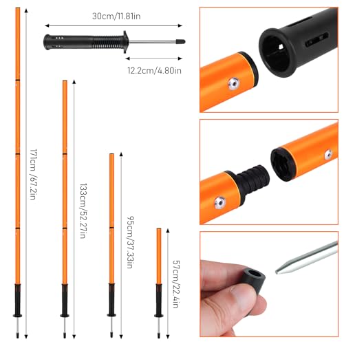 Soccer Agility Training Equipment: 6 Soccer Agility Poles, 20ft Agility Ladder, 10 Soccer Cones, 1 Jump Rope. Soccer Training Poles for Speed Training, Agility Training - color: orange