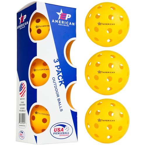 EPAMERICAN Outdoor Pickleballs USAPA Approved — Pickle Balls for Outdoor Play | No Dead Spots, Consistent Bounce | Injection Molded Pickleball Balls Made in USA - color: Yellow, size: 3 Pack
