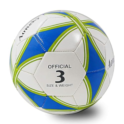 Aoneky Soccer Ball with Pump - color: 1 Pack with 1 Pump - White/Blue/Green, size: 4