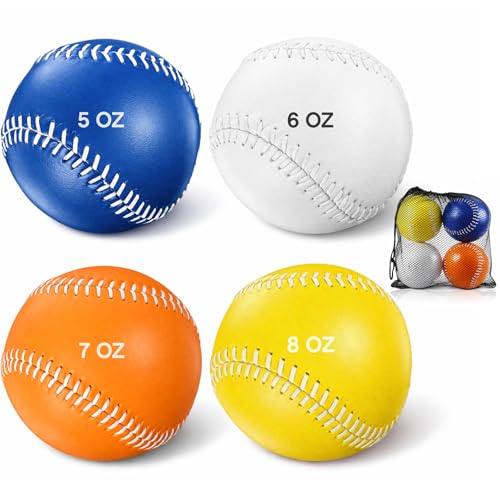Arrowbash Weighted Softball Training Softballs Set Weighted Balls Bulk for Softball with Drawstring Bag - color: Blue,White,Orange,Yellow