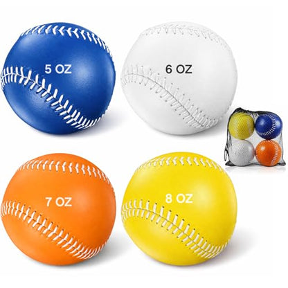Arrowbash Weighted Softball Training Softballs Set Weighted Balls Bulk for Softball with Drawstring Bag - color: Blue,White,Orange,Yellow