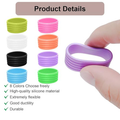 8 Color Tennis Racket Silicone Handle Grip Ring Band, Non Slip Racket Rubber Ring, Elastic Sweat‑Absorbent Overgrip Protector for Tennis Pickleball Badminton Players