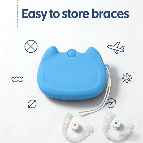 Silicone Retainer Case with Lanyard, WINDSIUUU Portable Cute Travel Retainer Holder Braces Aligner Case with Vent Holes Aligner Retainer Cases for Girls Women Kids Travel Denture Night Guard Container - color: Skyblue