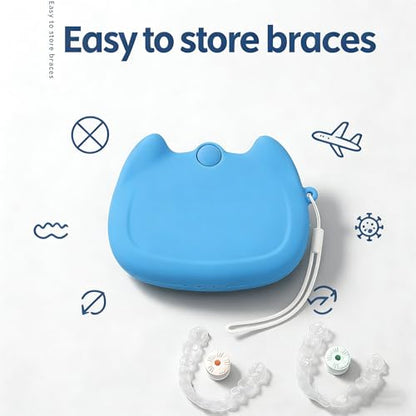 Silicone Retainer Case with Lanyard, WINDSIUUU Portable Cute Travel Retainer Holder Braces Aligner Case with Vent Holes Aligner Retainer Cases for Girls Women Kids Travel Denture Night Guard Container - color: Skyblue